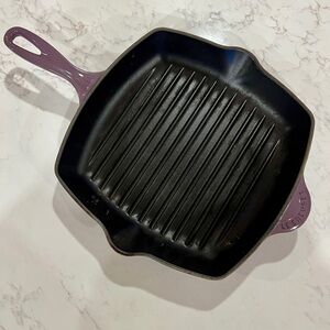 Le Creuset 10.25" Enameled Cast Iron Skillet Grill, Discontinued Cassis, France